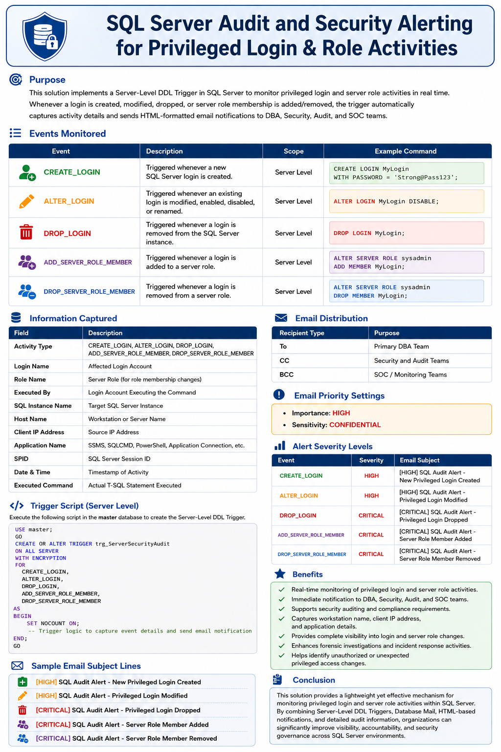 SQL Server Login Audit Email Alert Architecture